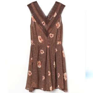 H&M Chiffon Romper brown and pink floral. Size 4